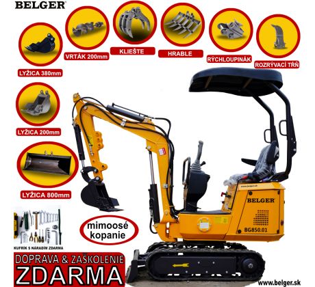 MINIBAGER BELGER BG-850.01 B&S - SET s pevnou svahovacou lyžicou