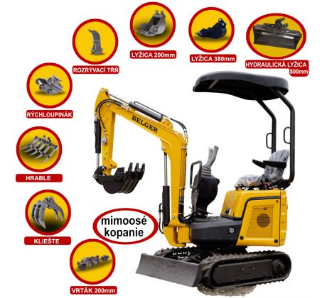 MINIBAGER BELGER BG-910.01 SET s hydraulickou svahovacou lyžicou