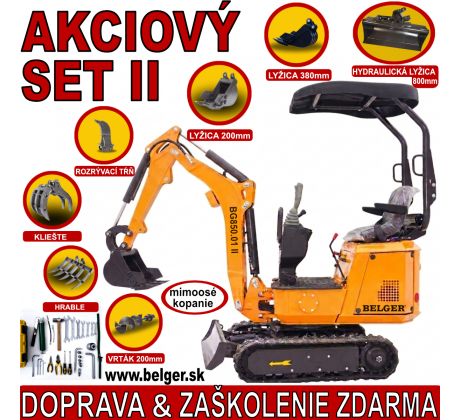 MINIBAGER BELGER BG-850.01 B&S - SET s hydraulickou svahovacou lyžicou